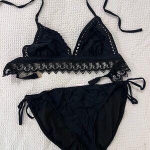 Chic Black Lace Bikini Set
